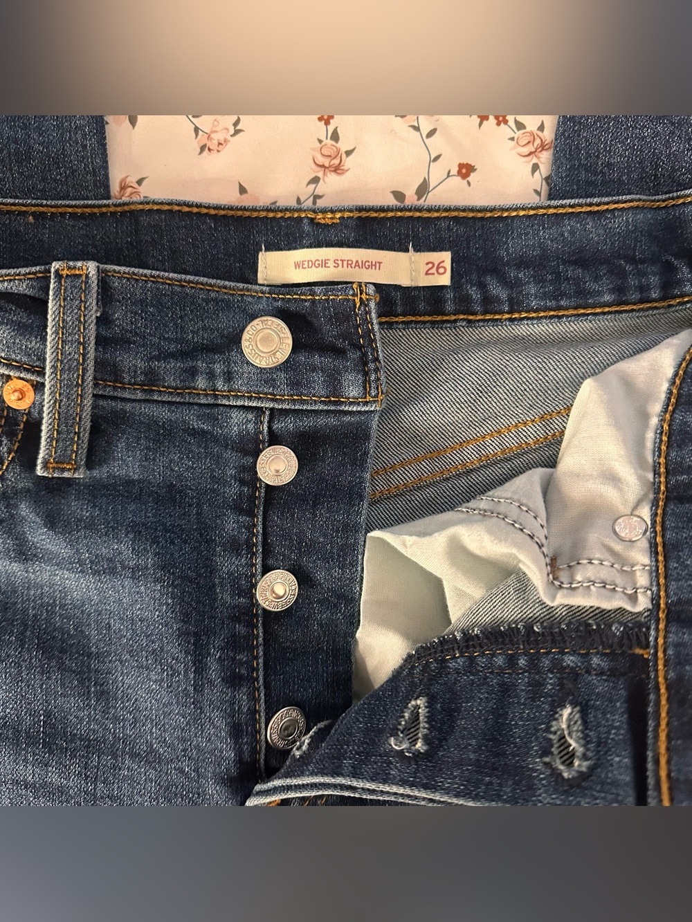 Levi's Denim Wedgie Straight Ankle Streetwear Jeans High rise Button Fly 26x28 - Picture 12 of 15